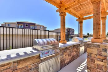 Outdoor kitchen with gas grill